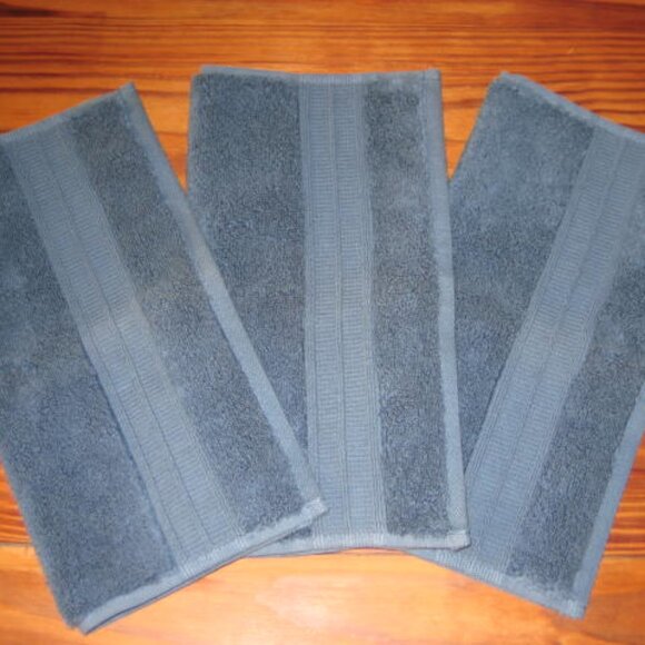 NEW Pottery Barn Hydrocotton Quick Dry 3 Blue Washcloths Cotton Made in Turkey - Picture 1 of 8